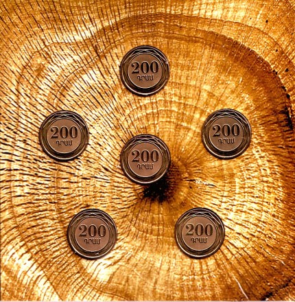 Деревья Армении. Набор из 6 монет в буклете. 200 драмов, 2014 год, Армения.