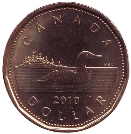Монета 1 доллар, 2010 год, Канада. Утка.