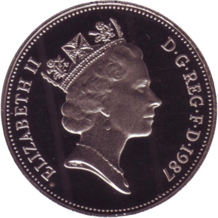 Монета 10 пенсов. 1987 год, Великобритания. Proof. Монета 10 пенсов. 1987 год, Великобритания. Proof.