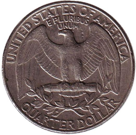 Монета 25 центов. 1990 (P) год, США. Вашингтон.