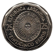 Монета 25 песо. 1965 год, Аргентина.