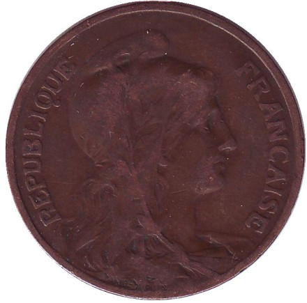 Монета 10 сантимов. 1907 год, Франция. Монета 10 сантимов. 1907 год, Франция.