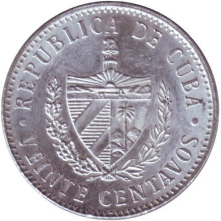 Монета 20 сентаво. 2006 год, Куба. Монета 20 сентаво. 2006 год, Куба.