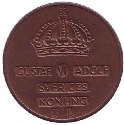 Монета 2 эре. 1964 год, Швеция. Монета 2 эре. 1964 год, Швеция.