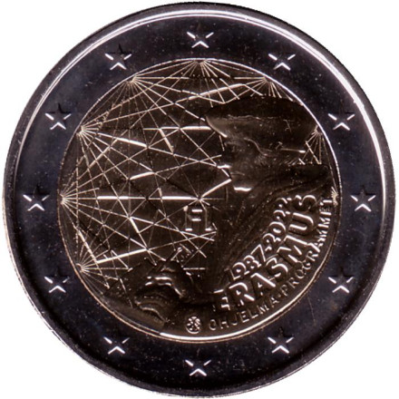 Монета 2 евро. 2022 год, Финляндия. 35 лет программе Эразмус.