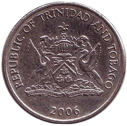 Монета 25 центов. 2006 год, Тринидад и Тобаго. Чакония. Монета 25 центов. 2006 год, Тринидад и Тобаго. Чакония.