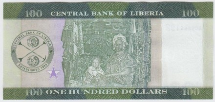 Банкнота 100 долларов. 2017 год, Либерия. Уильям Ричард Толберт. Банкнота 100 долларов. 2017 год, Либерия. Уильям Ричард Толберт.