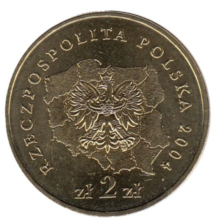 Монета 2 злотых, 2004 год, Польша. Мазовецкое воеводство.