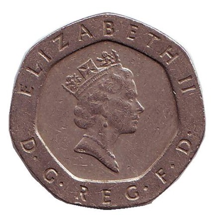 Монета 20 пенсов. 1990 год, Великобритания. Монета 20 пенсов. 1990 год, Великобритания.