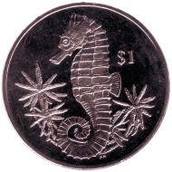 Монета 1 доллар. 2014 год, Британские Виргинские острова. Морской конек. Монета 1 доллар. 2014 год, Британские Виргинские острова. Морской конек.