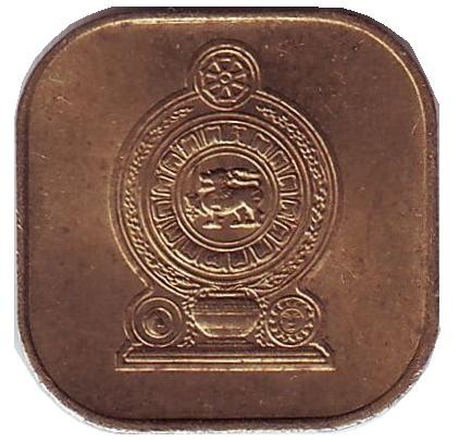 Монета 5 центов. 1975 год, Шри-Ланка. Монета 5 центов. 1975 год, Шри-Ланка.