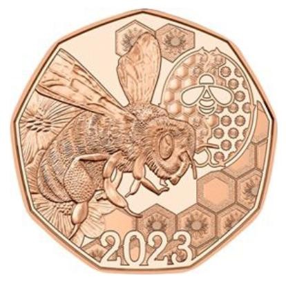 Монета 5 евро. 2023 год, Австрия. Пчелиный танец. Монета 5 евро. 2023 год, Австрия. Пчелиный танец.