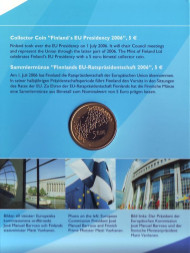 Монета 5 евро. 2006 год, Финляндия. Председательство Финляндии в ЕС. Монета 5 евро. 2006 год, Финляндия. Председательство Финляндии в ЕС.