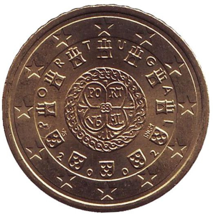 Монета 50 центов. 2002 год, Португалия.