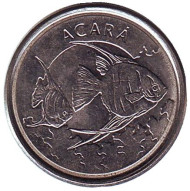 Монета 1000 крузейро. 1992 год, Бразилия. Рыба - Акара. Монета 1000 крузейро. 1992 год, Бразилия. Рыба - Акара.
