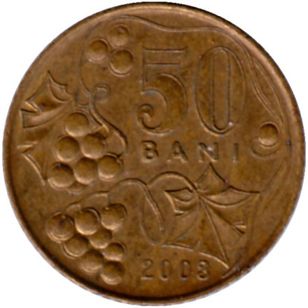 Монета 50 бани. 2003 год, Молдавия. Из обращения.