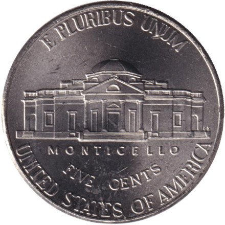 Монета 5 центов. 2019 год (P), США. Монтичелло.
