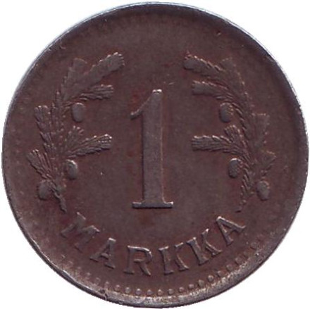 Монета 1 марка. 1945 год, Финляндия.