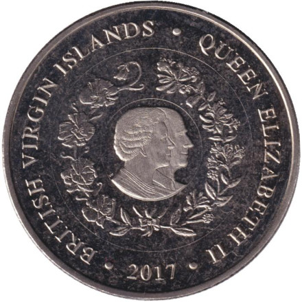 Монета 1 доллар. 2017 год, Британские Виргинские острова. Цветы любви. Монета 1 доллар. 2017 год, Британские Виргинские острова. Цветы любви.