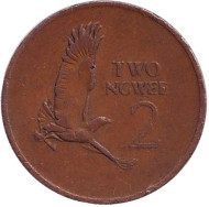 Монета 2 нгве. 1968 год, Замбия. Боевой орёл.