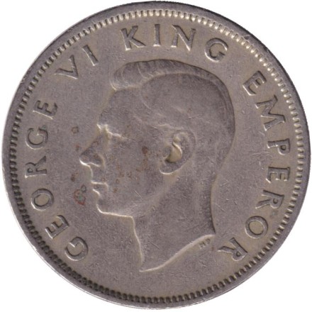 Монета 1 флорин. 1947 год, Новая Зеландия. Киви (птица). Монета 1 флорин. 1947 год, Новая Зеландия. Киви (птица).