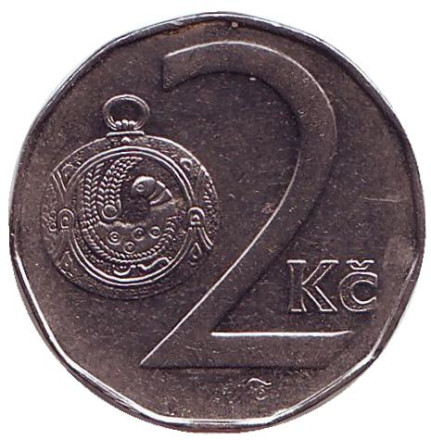 Монета 2 кроны. 1994 год, Чехия. (Отметка монетного двора: "b’")
