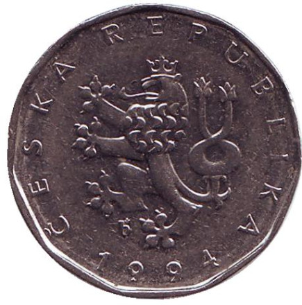 Монета 2 кроны. 1994 год, Чехия. (Отметка монетного двора: "b’")