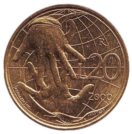 Монета 20 лир. 2000 год, Сан-Марино.