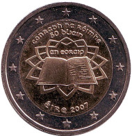 Монета 2 евро. 2007 год, Ирландия. Римский договор. Монета 2 евро. 2007 год, Ирландия. Римский договор.