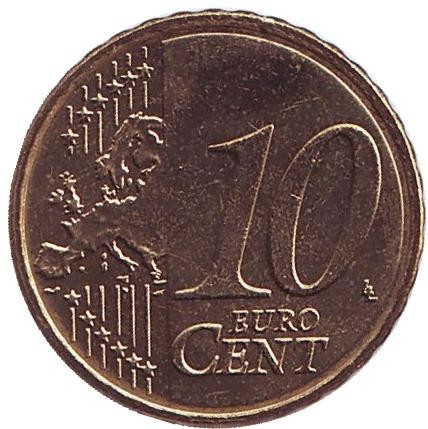 Монета 10 центов. 2015 год, Кипр. Монета 10 центов. 2015 год, Кипр.