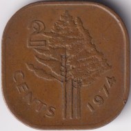 Монета 2 цента. 1974 год, Свазиленд. Деревья.