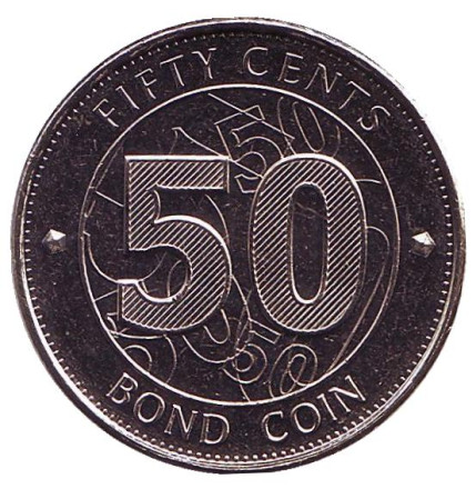 Монета 50 центов. 2014 год, Зимбабве. Бонд-коин.