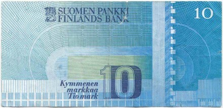 Банкнота 10 марок. 1986 год, Финляндия. Пааво Нурми. P-113a(25).