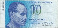 Банкнота 10 марок. 1986 год, Финляндия. Пааво Нурми. P-113a(25). Банкнота 10 марок. 1986 год, Финляндия. Пааво Нурми. P-113a(25).