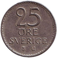Монета 25 эре. 1967 год, Швеция. Монета 25 эре. 1967 год, Швеция.