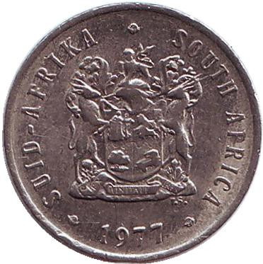 Монета 5 центов. 1977 год, Южная Африка. Африканская красавка.