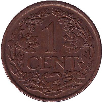 Монета 1 цент. 1941 год, Нидерланды. (Бронза)