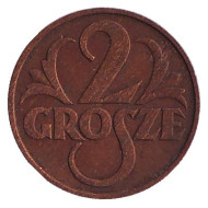 Монета 2 гроша. 1935 год, Польша. Монета 2 гроша. 1935 год, Польша.