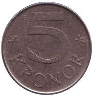 Монета 5 крон. 1981 год, Швеция. Монета 5 крон. 1981 год, Швеция.