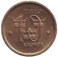 Монета 10 крон. 2005 год, Швеция. Монета 10 крон. 2005 год, Швеция.