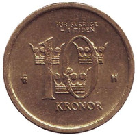 Монета 10 крон, 2005 год, Швеция. 
