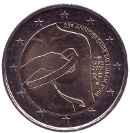 Монета 2 евро. 2017 год, Франция. Борьба против рака молочной железы. 25 лет розовой ленточке. Монета 2 евро. 2017 год, Франция. Борьба против рака молочной железы. 25 лет розовой ленточке.