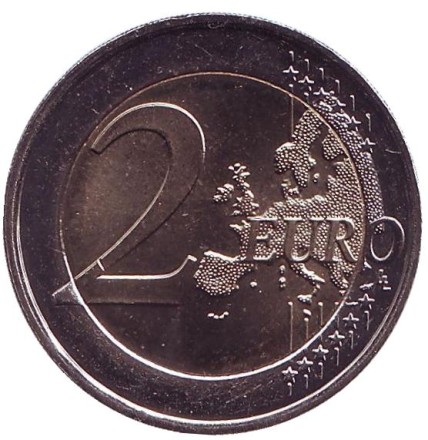 Монета 2 евро. 2017 год, Франция. Борьба против рака молочной железы. 25 лет розовой ленточке.