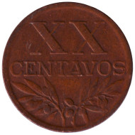 Монета 20 сентаво. 1945 год, Португалия. Ростки.