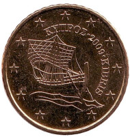 Монета 50 центов. 2009 год, Кипр. Монета 50 центов. 2009 год, Кипр.