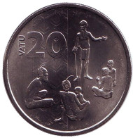 Монета 20 вату. 2015 год, Вануату. Общественные лидеры - дживс.