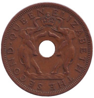 Монета 1 пенни. 1961 год, Южная Родезия. Слоны.