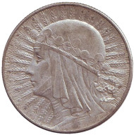 Монета 5 злотых. 1934 год, Польша. Ядвига. Монета 5 злотых. 1934 год, Польша. Ядвига.