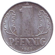 Монета 1 пфенниг. 1968 год, ГДР. Монета 1 пфенниг. 1968 год, ГДР.