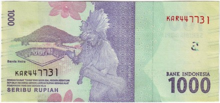 Банкнота 1000 рупий. 2018 год, Индонезия. Кут Няк Меутия. Банкнота 1000 рупий. 2018 год, Индонезия. Кут Няк Меутия.